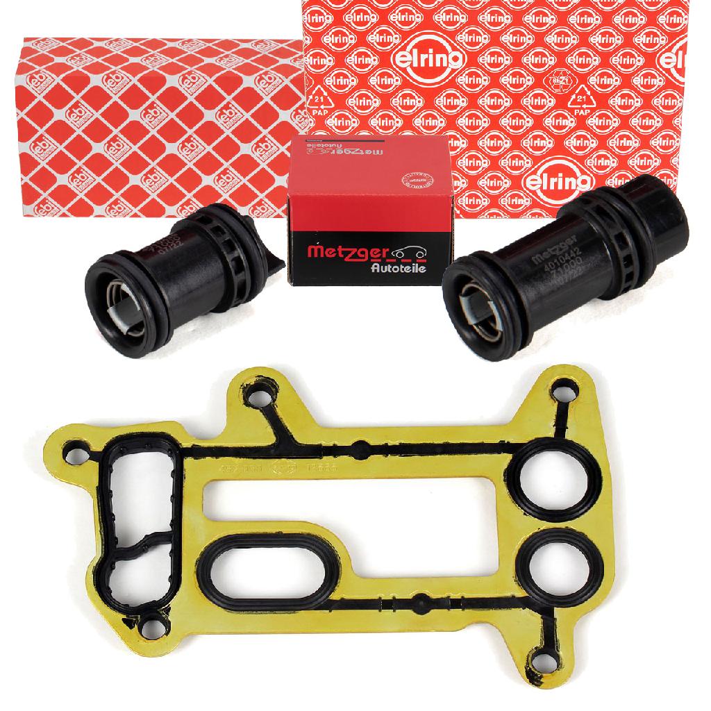 2x METZGER / ELRING Rohrstutzen O-Ring Ölfiltergehäuse Ölkühler Satz BMW 1er 3er N47