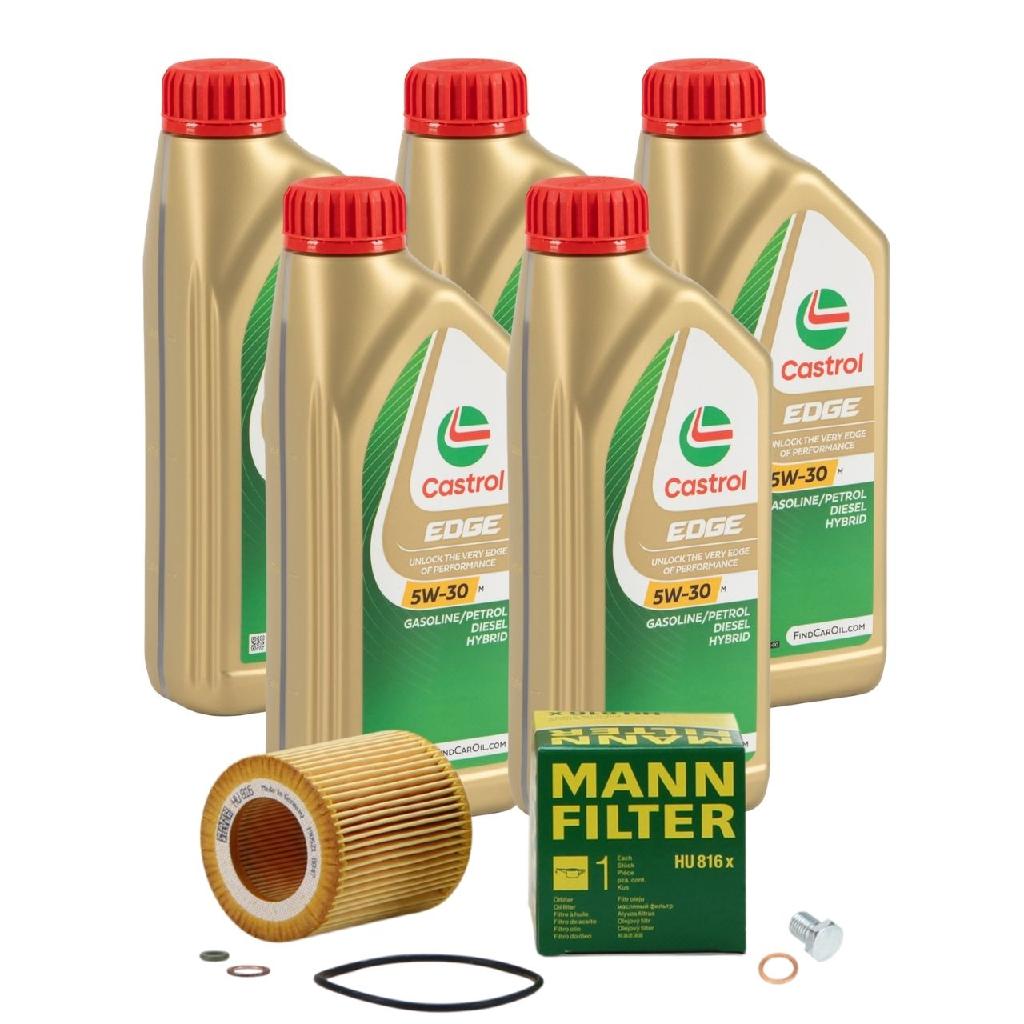 5 Liter CASTROL Edge Motoröl ÖL 5W30 M BMW Longlife-04 + MANN Ölfilter HU816x