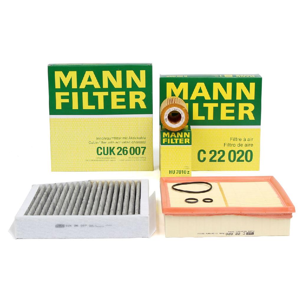 MANN-FILTER Filter, Innenraumluft CUK 26 007 + Ölfilter HU 7010 z + Luftfilter C 22 020