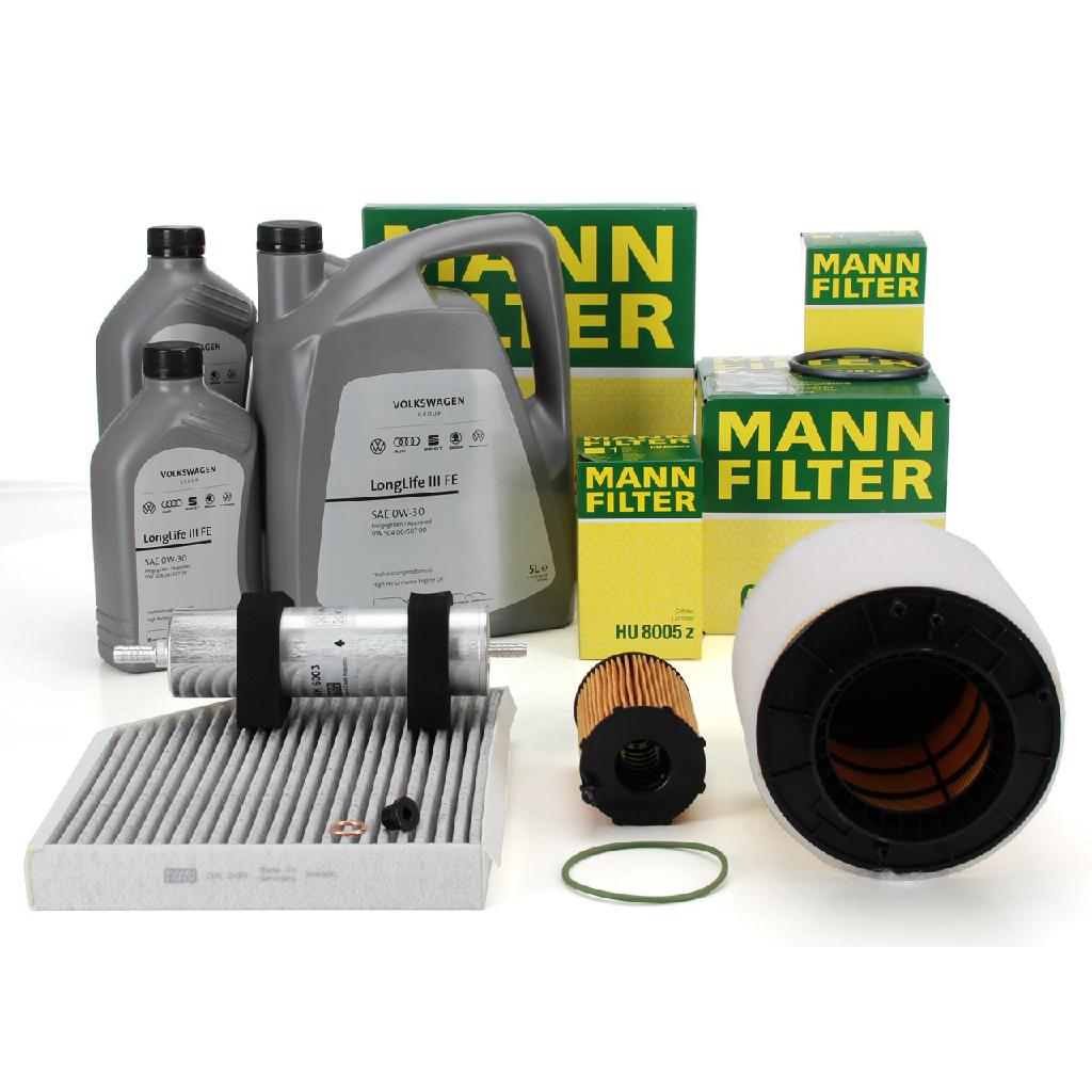 MANN Filterset 4-tlg + 7L ORIGINAL 0W30 Motoröl AUDI A4 B8 A5 8T 8F Q5 SQ5 8RB 3.0 TDI