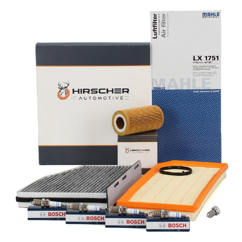 HIRSCHER Filterset + 4x BOSCH Zündkerze VW Golf 5 6 2.0 GTI/R AUDI S3 8P SEAT Leon Cupra