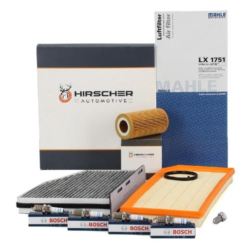HIRSCHER Filterset + 4x BOSCH Zündkerze VW Golf 5 6 2.0 GTI/R AUDI S3 8P SEAT Leon Cupra Bild HIRSCHER Filterset + 4x BOSCH Zündkerze VW Golf 5 6 2.0 GTI/R AUDI S3 8P SEAT Leon Cupra