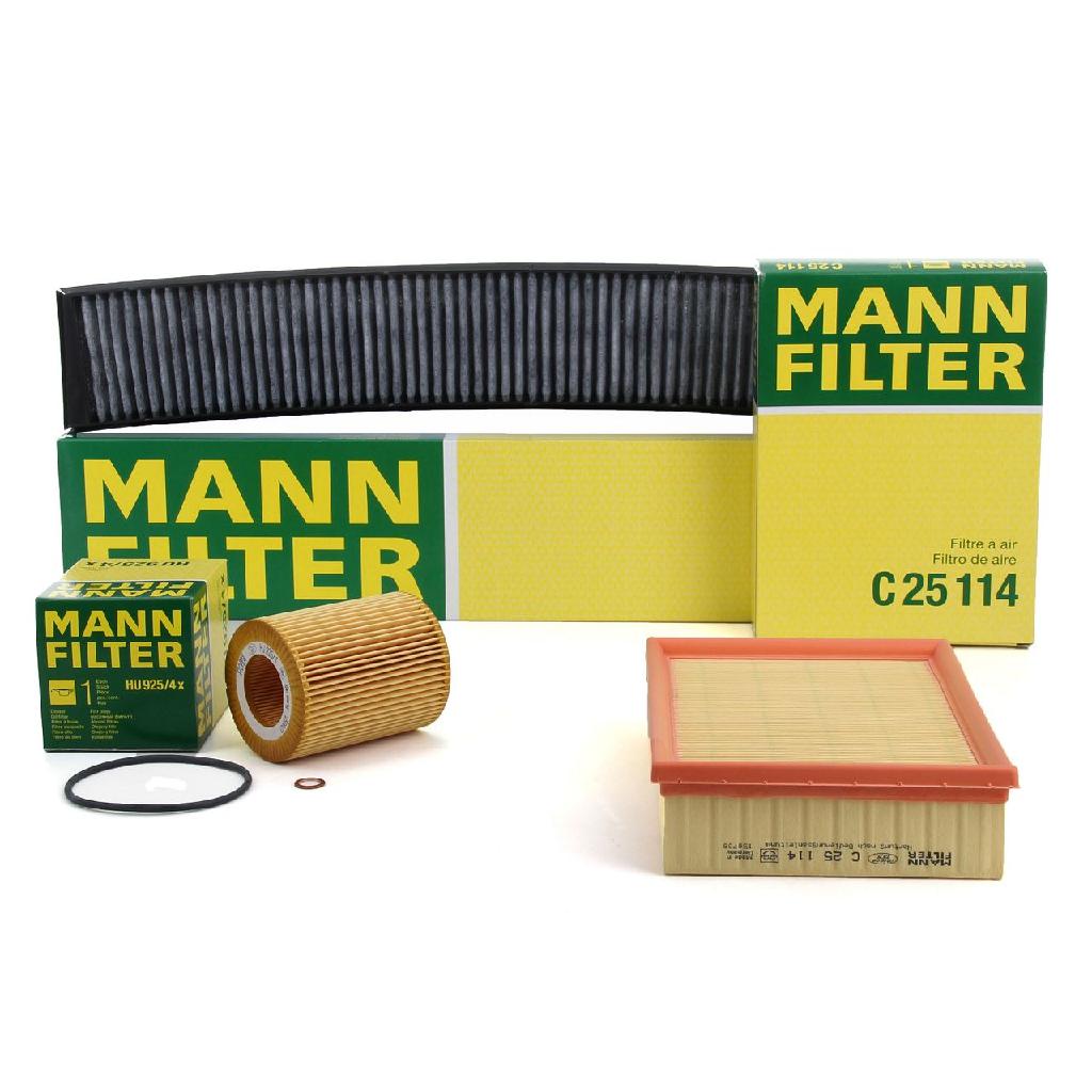 MANN-FILTER Ölfilter HU 925/4 x + Luftfilter C 25 114 + Filter, Innenraumluft CUK 6724