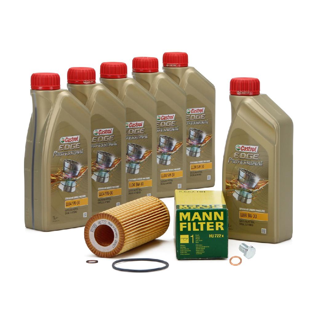 6 Liter CASTROL Edge Motoröl ÖL 5W30 M BMW Longlife-04 + MANN Ölfilter HU722x