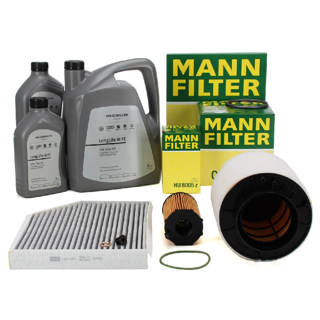 MANN Filterset 3-tlg + 7L ORIGINAL 0W30 Motoröl AUDI A4 B8 A5 8T 8F Q5 SQ5 8RB 3.0 TDI