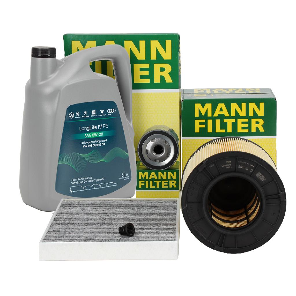 MANN Filterset + 5L ORIGINAL 0W20 Motoröl AUDI A4 (B9) A5 (F5) 1.4 TFSI 150 PS