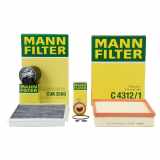 MANN-FILTER Kraftstofffilter WK 820/16 + Ölfilter HU 7010 z + Luftfilter C 4312/1 + Filter, Innenraumluft CUK 3569