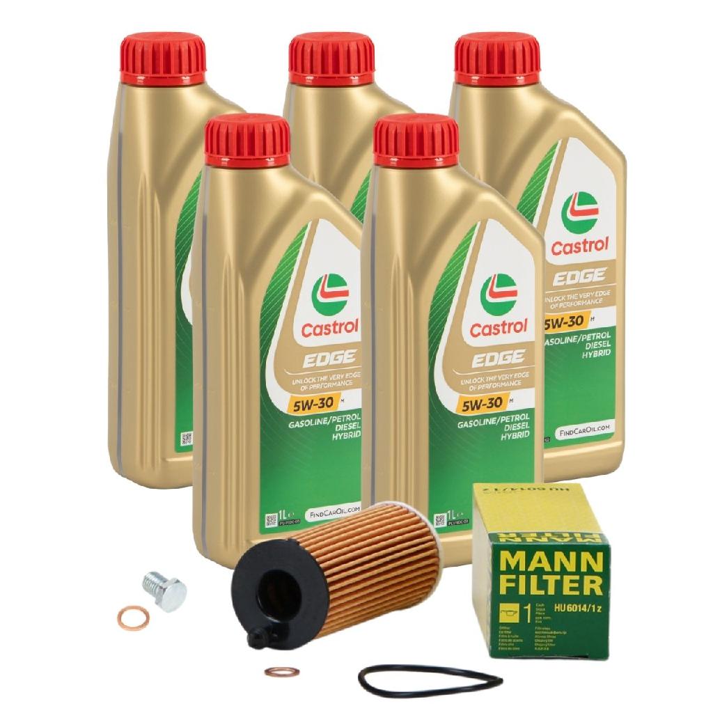 5 Liter CASTROL Edge Motoröl ÖL 5W30 M BMW Longlife-04 + MANN Ölfilter HU6014/1z