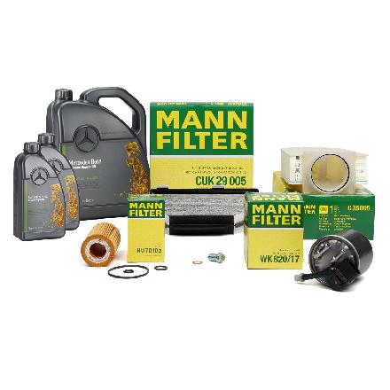 MANN Filterset 4-tlg + 7L ORIGINAL 5W30 Motoröl MERCEDES W204 C218 W212 X204 OM651