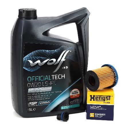 5L WOLF OFFICIALTECH 0W20 LS-FE Motoröl + HENGST Ölfilter OPEL Astra K Insignia B 1.5 CRDi