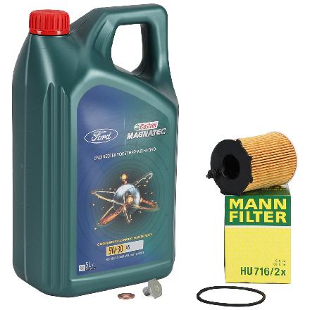 5L CASTROL MAGNATEC A5 5W-30 Motoröl + MANN Ölfilter für FORD 1.4/1.5/1.6 TDCI