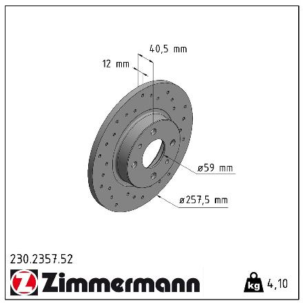 ZIMMERMANN Bremsscheibe 230.2357.52 + Bremsbelagsatz, Scheibenbremse 21436.170.3 Bild ZIMMERMANN Bremsscheibe 230.2357.52 + Bremsbelagsatz, Scheibenbremse 21436.170.3