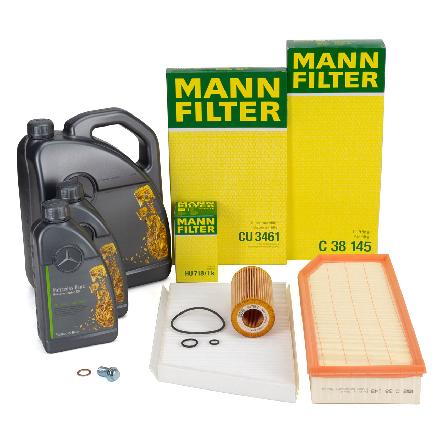 MANN Filterset 3-tlg + 7L ORIGINAL 5W30 MB 229.51 Motoröl MERCEDES W203 OM611 OM612 OM646 Bild MANN Filterset 3-tlg + 7L ORIGINAL 5W30 MB 229.51 Motoröl MERCEDES W203 OM611 OM612 OM646