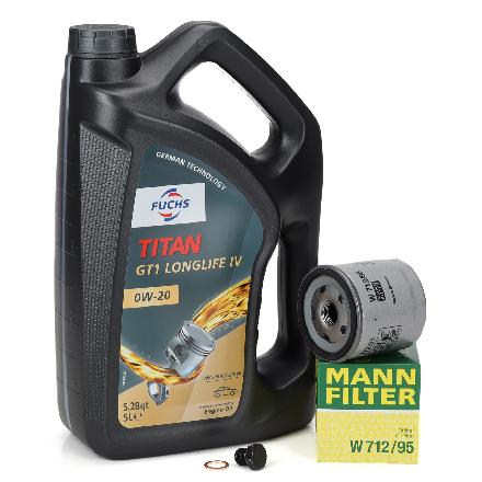 5L FUCHS TITAN 0W-20 Motoröl + MANN Ölfilter VW Golf 7 8 Passat B8 Polo 5 6 1.0-1.5 TSI