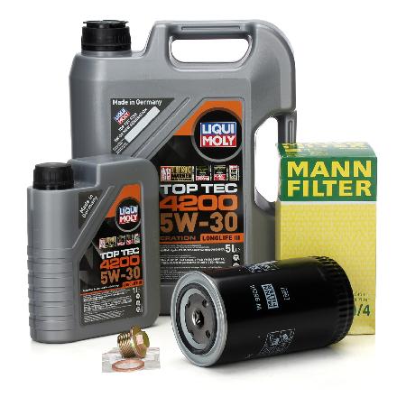 6L LIQUI MOLY TopTec 5W30 Motoröl + MANN Ölfilter VW Transporter T4 LT I 2.5 / TDI 2.4 D