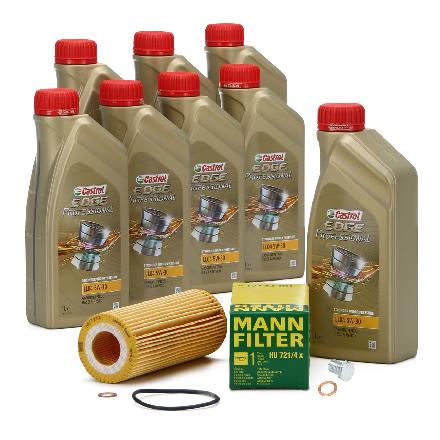 8 Liter CASTROL Edge Motoröl ÖL 5W30 M BMW Longlife-04 + MANN Ölfilter HU721/4X