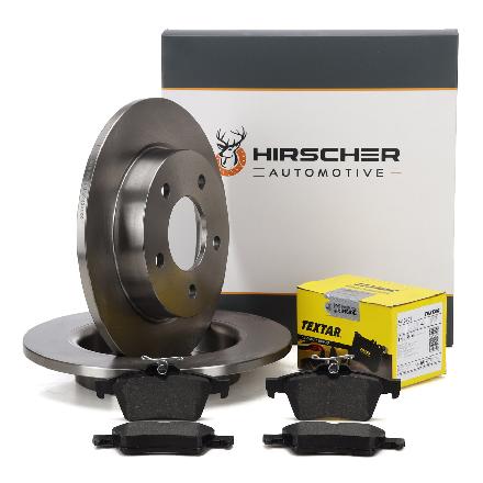 HIRSCHER Bremsscheiben + TEXTAR Bremsbeläge MAZDA 3 (BK) (BL) hinten