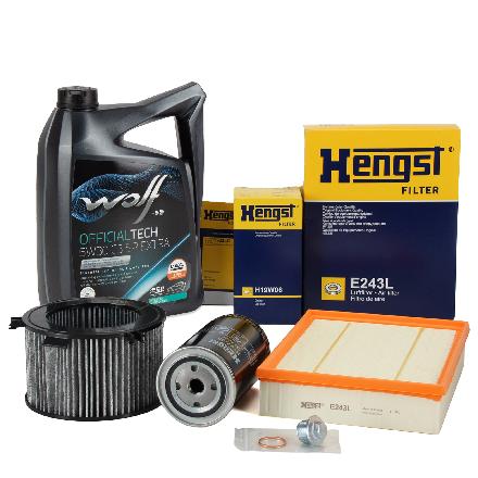 HENGST Filterset 3-tlg + 5L FUCHS 5W30 Motoröl VW Transporter T4 2.5/TDI 2.4 D ab 09.1995