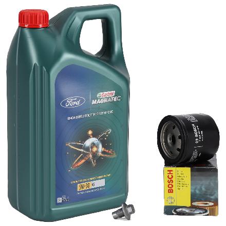 5L CASTROL MAGNATEC 5W-30 A5 Motoröl + BOSCH Ölfilter FORD MAZDA VOLVO 1.25 1.4 1.6