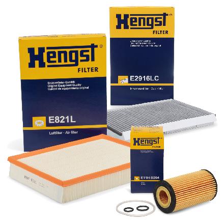 HENGST FILTER Luftfilter E821L + Filter, Innenraumluft E2916LC + Ölfilter E11H D204