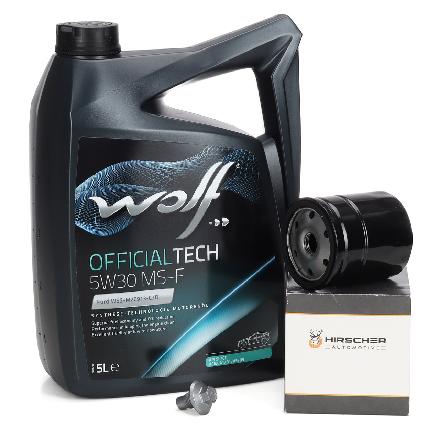 5L WOLF 5W30 MS-F Motoröl + HIRSCHER Ölfilter FORD Fiesta Focus Mondeo B-/C-/S-Max 1.0-2.3