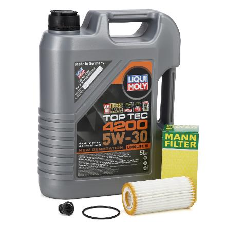 5L LIQUI MOLY 3707 TOP TEC 4200 5W30 Motoröl NEW GEN + MANN Ölfilter für VAG 1.8/2.0 TFSI