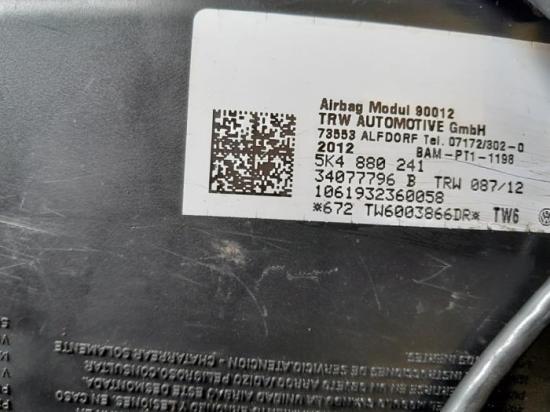 Airbag Sitz VW Golf VI 5K 5K4880241 Bild Airbag Sitz VW Golf VI 5K 5K4880241