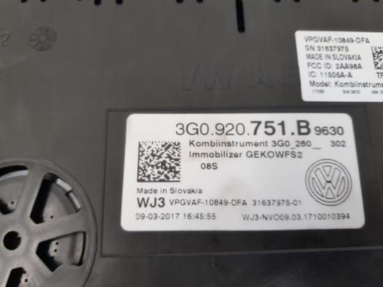 Drehzahlmesser VW Passat B8 Variant 3G 3G0920751B Bild Drehzahlmesser VW Passat B8 Variant 3G 3G0920751B
