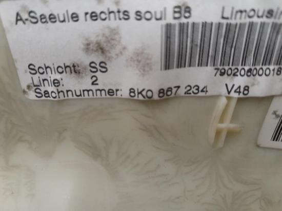 Verkleidung A-Säule rechts Audi A4 Avant 8K, B8 8K0867234 Bild Verkleidung A-Säule rechts Audi A4 Avant 8K, B8 8K0867234