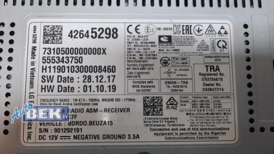 Radio Opel Corsa E X15 42645298 Bild Radio Opel Corsa E X15 42645298