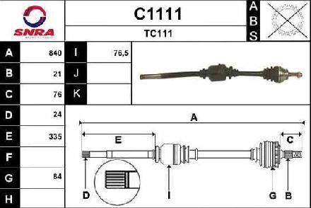 Antriebswelle Rechts Vorne 213C1111 CITROEN C 15