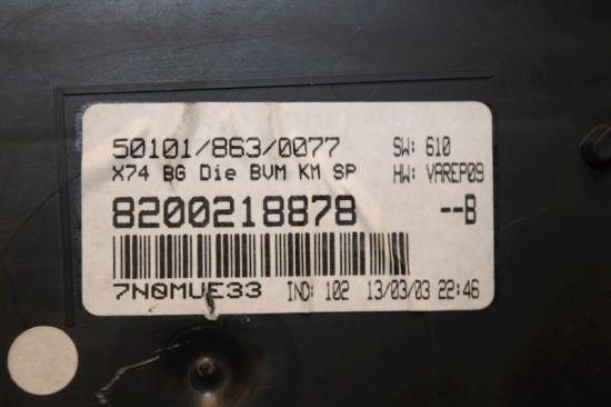 Tacho 8200218878 Renault Laguna II (BG) Schrägheck 5-drs 2.2 dCi 150 16V (G9T-702(Euro 3)) 2003-04 Bild Tacho 8200218878 Renault Laguna II (BG) Schrägheck 5-drs 2.2 dCi 150 16V (G9T-702(Euro 3)) 2003-04