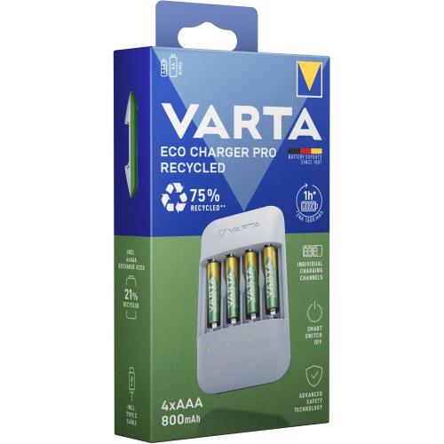 VARTA Eco Charger Pro Recycled 4x AAA 800 mAh Box Bild VARTA Eco Charger Pro Recycled 4x AAA 800 mAh Box