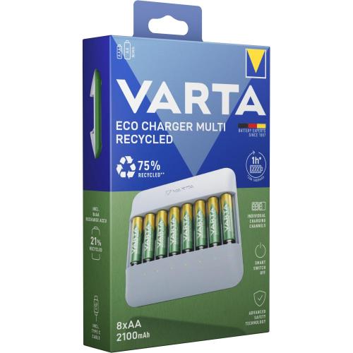 VARTA Eco Charger Multi Recycled 8x AA 2100 mAh Box Bild VARTA Eco Charger Multi Recycled 8x AA 2100 mAh Box