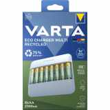 VARTA Eco Charger Multi Recycled 8x AA 2100 mAh Box