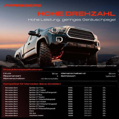 Frankberg 1x Servopumpe hydraulisch für Mercedes-Benz Sprinter 3,5-T 3-T 4,6-T 5-T 906 Viano W639 I4 2.1L Bild Frankberg 1x Servopumpe hydraulisch für Mercedes-Benz Sprinter 3,5-T 3-T 4,6-T 5-T 906 Viano W639 I4 2.1L