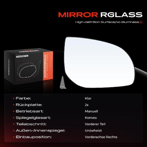 1x Spiegelglas Außenspiegel rechts für Hyundai i20 PB PBT i10 PA 2007-2013 Bild 1x Spiegelglas Außenspiegel rechts für Hyundai i20 PB PBT i10 PA 2007-2013