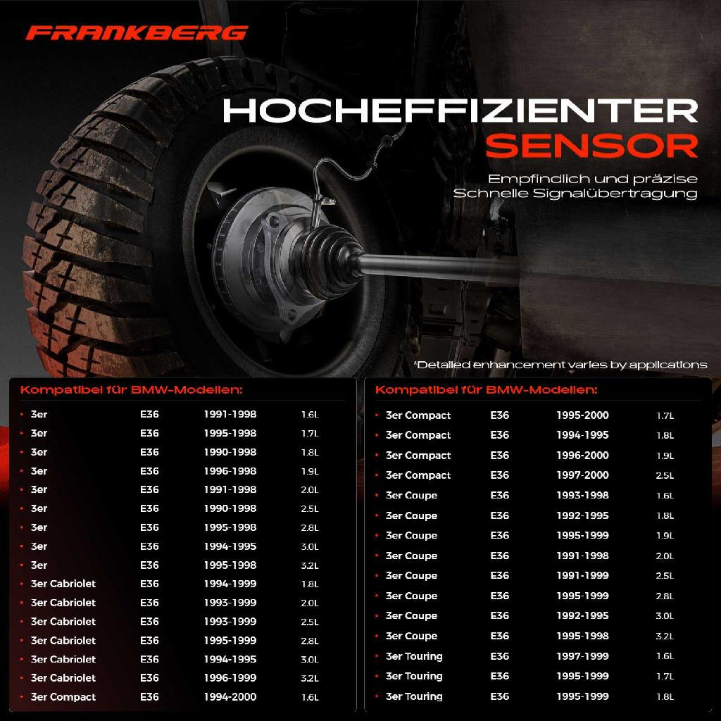 1x ABS Sensor Hinterachse beidseitig für BMW 3er Cabriolet Compact Coupe Touring Z3 Coupe Roadster E36