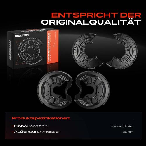 4x Ankerblech Bremsscheibe Vorne und Hinten für Audi A3 8P VW Golf 5K1 Seat Leon 1P1 Bild 4x Ankerblech Bremsscheibe Vorne und Hinten für Audi A3 8P VW Golf 5K1 Seat Leon 1P1