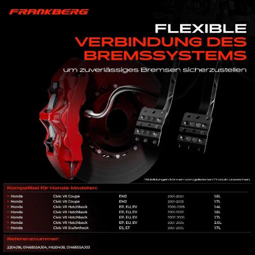 1x Bremsschlauch Bremsschläuche Hinterachse Links für Honda Civic VII EM2 EP EU EV ES ET Bild 1x Bremsschlauch Bremsschläuche Hinterachse Links für Honda Civic VII EM2 EP EU EV ES ET