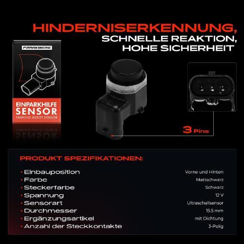 Frankberg 1x Parksensor PDC Sensor Vorne und Hinten für Audi A5 8T3 Q5 8RB quattro Bild Frankberg 1x Parksensor PDC Sensor Vorne und Hinten für Audi A5 8T3 Q5 8RB quattro