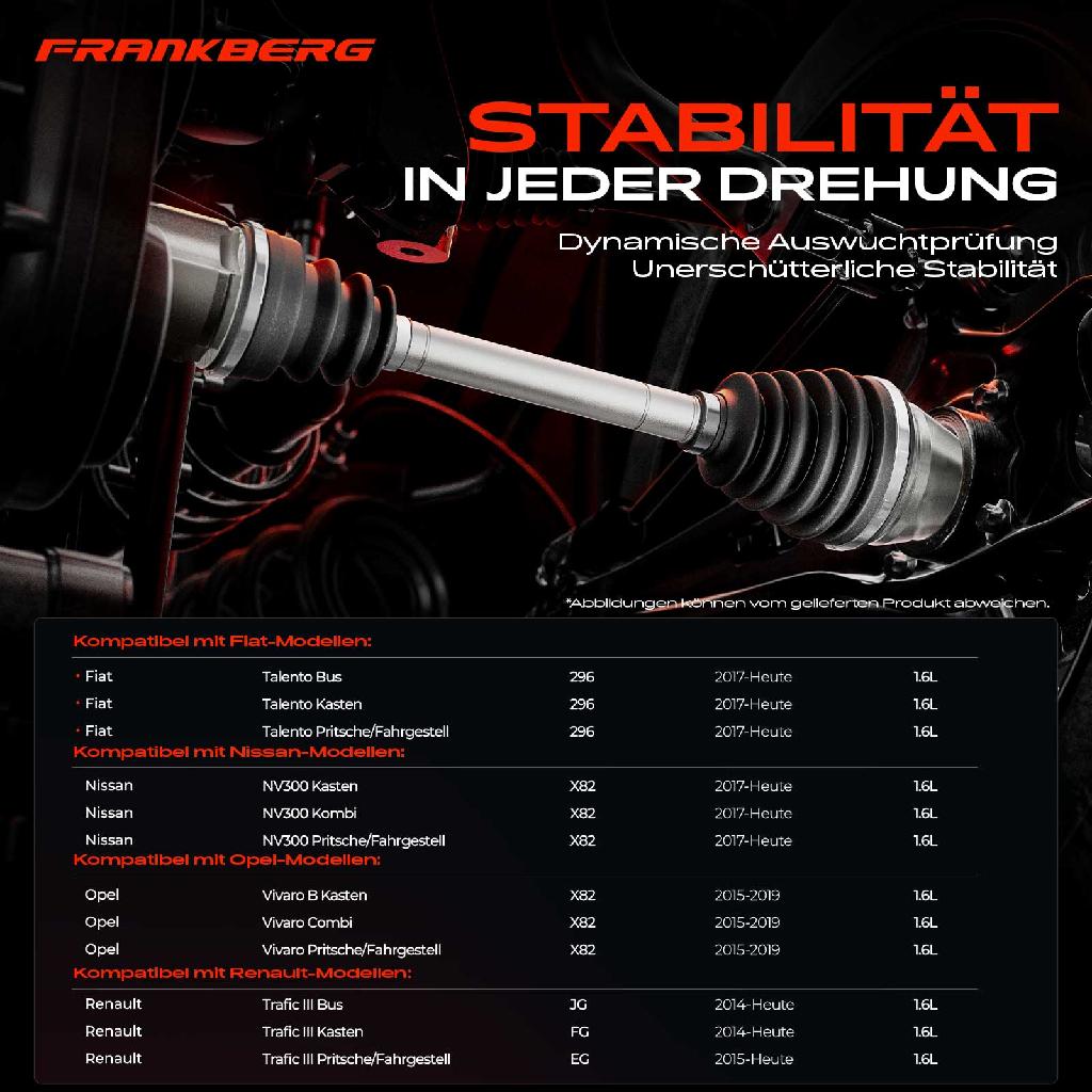 1x Antriebswelle Vorderachse Rechts für Opel Vivaro Fiat Nissan Renault