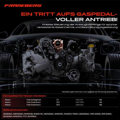 Frankberg 1x Drosselklappe Drosselklappenstutzen für Nissan Tiida Schrägheck C11 Tiida Stufenheck SC11 1.8L Bild Frankberg 1x Drosselklappe Drosselklappenstutzen für Nissan Tiida Schrägheck C11 Tiida Stufenheck SC11 1.8L