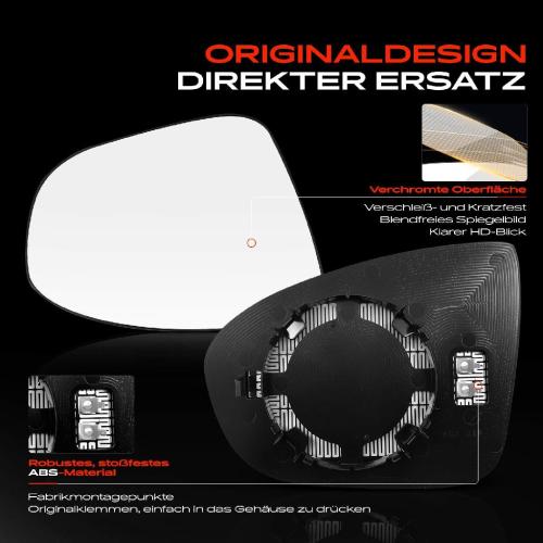 1x Spiegelglas Außenspiegel rechts für Opel Meriva B MPV S10 1.3L 2010-2017 Bild 1x Spiegelglas Außenspiegel rechts für Opel Meriva B MPV S10 1.3L 2010-2017