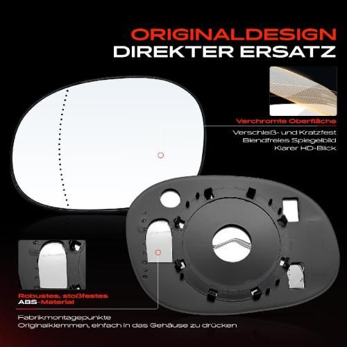 1x Spiegelglas Außenspiegel links für Peugeot 206 Citroën Xsara Picasso Bild 1x Spiegelglas Außenspiegel links für Peugeot 206 Citroën Xsara Picasso