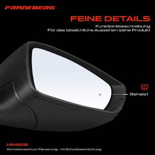 Frankberg 1x Außenspiegel Rechts für VW Polo 6C1 6R1 1.0L 1.2L 1.4L 1.6L 1.8L 2.0L 2011-2022 Bild Frankberg 1x Außenspiegel Rechts für VW Polo 6C1 6R1 1.0L 1.2L 1.4L 1.6L 1.8L 2.0L 2011-2022