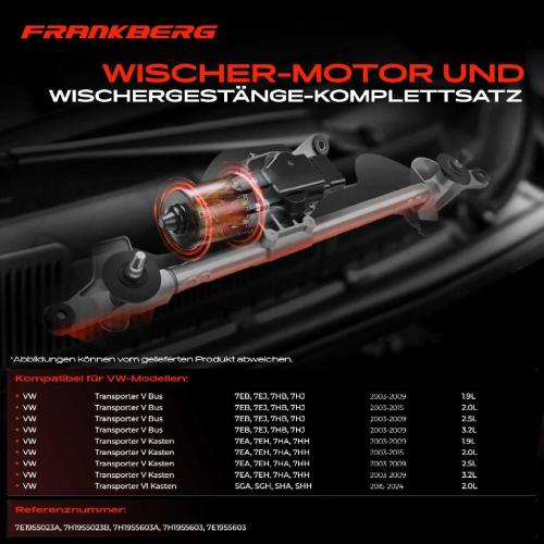 Frankberg 1x Wischerarm Scheibenwischer Vorne für VW Transporter V VI Caravelle VI Bild Frankberg 1x Wischerarm Scheibenwischer Vorne für VW Transporter V VI Caravelle VI