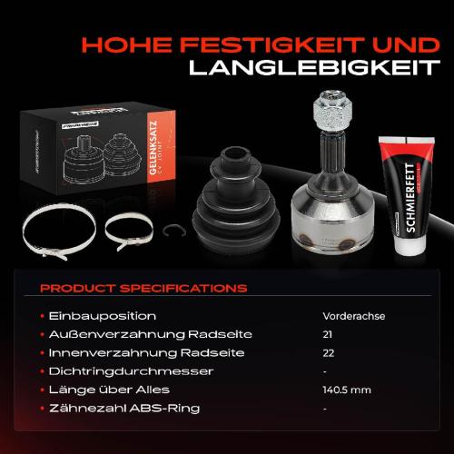 1x Antriebswelle Gelenksatz Vorderachse für Citroën C2 JM C3 FC FN SC HB Peugeot 207 1007 Bild 1x Antriebswelle Gelenksatz Vorderachse für Citroën C2 JM C3 FC FN SC HB Peugeot 207 1007