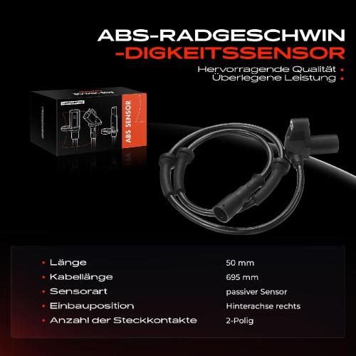 1x ABS Sensor Hinterachse rechts für VW Transporter IV Bus Kasten 1.9L 2.0L 2.4L 2.5L 2.8L 1992-2003 Bild 1x ABS Sensor Hinterachse rechts für VW Transporter IV Bus Kasten 1.9L 2.0L 2.4L 2.5L 2.8L 1992-2003
