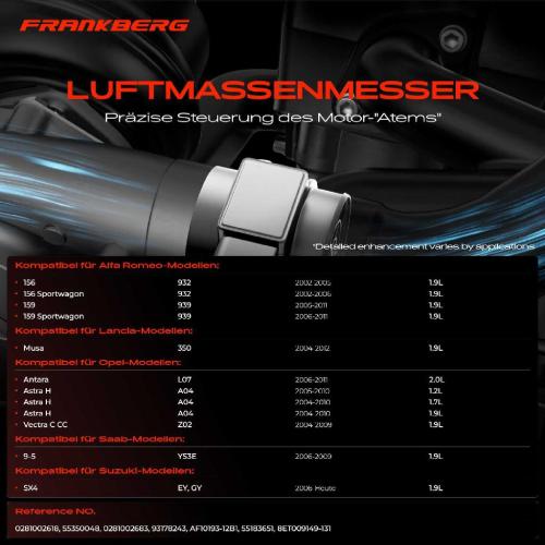 1x Luftmassenmesser für Alfa Romeo 156 Sportwagon 159 Chevrolet Lacetti Nubira Stufenheck Fiat Opel Saab Bild 1x Luftmassenmesser für Alfa Romeo 156 Sportwagon 159 Chevrolet Lacetti Nubira Stufenheck Fiat Opel Saab